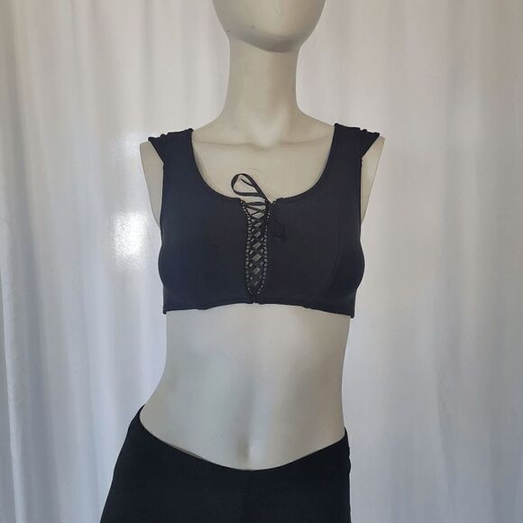 California kisses womens black bikini top open back tie front size S - Picture 1 of 6